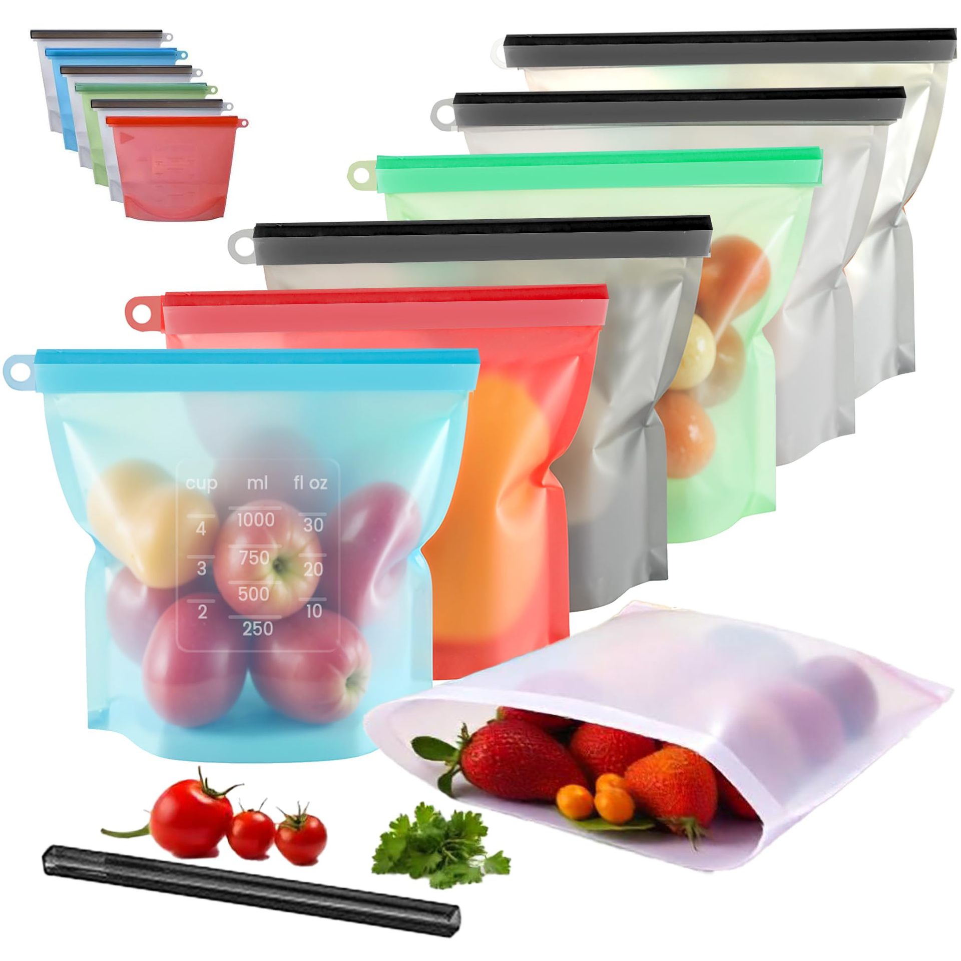 Food Storage Zip Bags - Contenitori per alimenti in silicone da