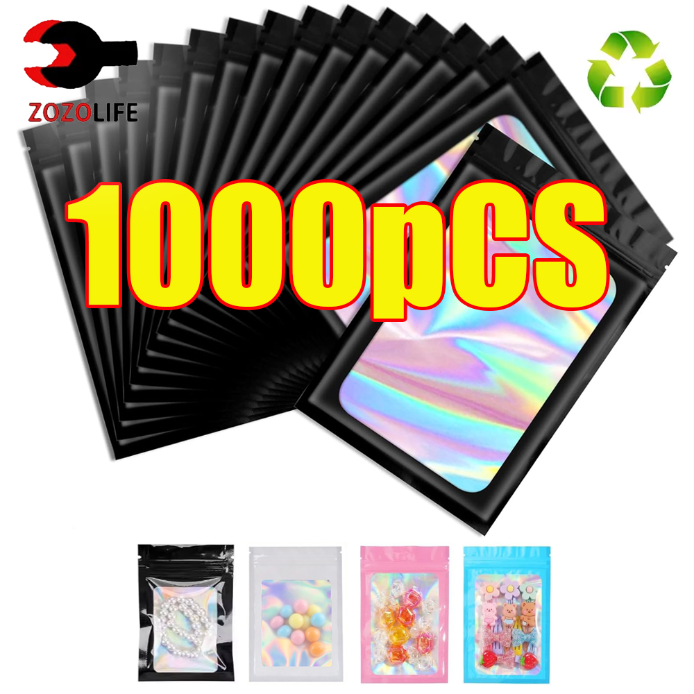 Food Storage Zip Bags - 10-1000 Pezzi Sacchetti Olografici con Chiusura