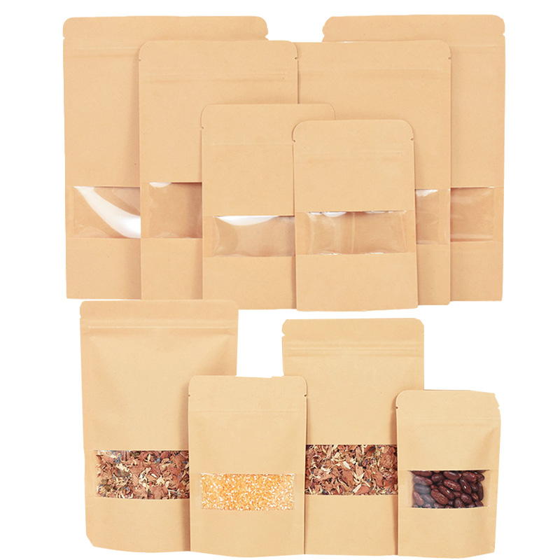 Food Storage Zip Bags - 20/50pcs Sacchetti di carta Kraft con