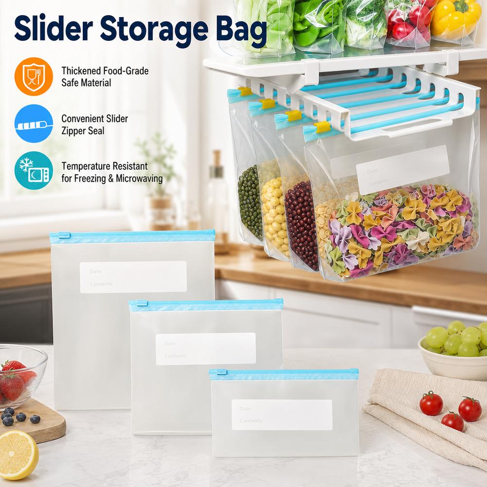 Food Storage Bags Zip Lock Pouch - 10-20 Pezzi di Sacchetti Riutilizzabili con