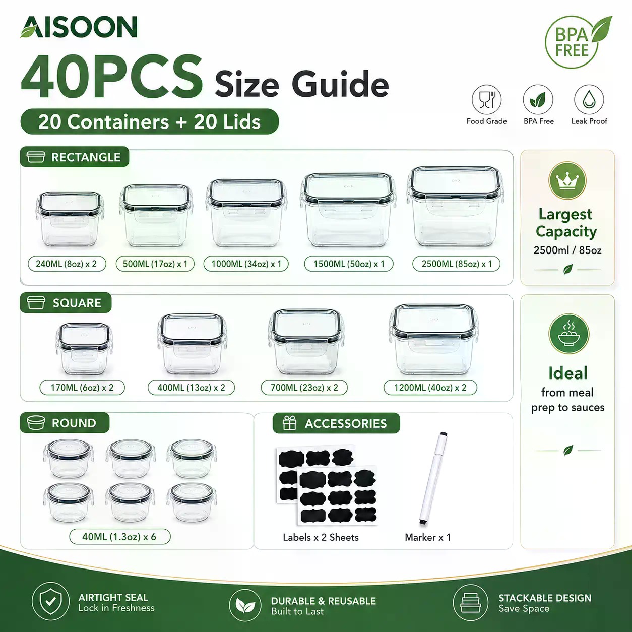 Set di 40 Contenitori per Alim - Food Storage Safe recensione e prezzo