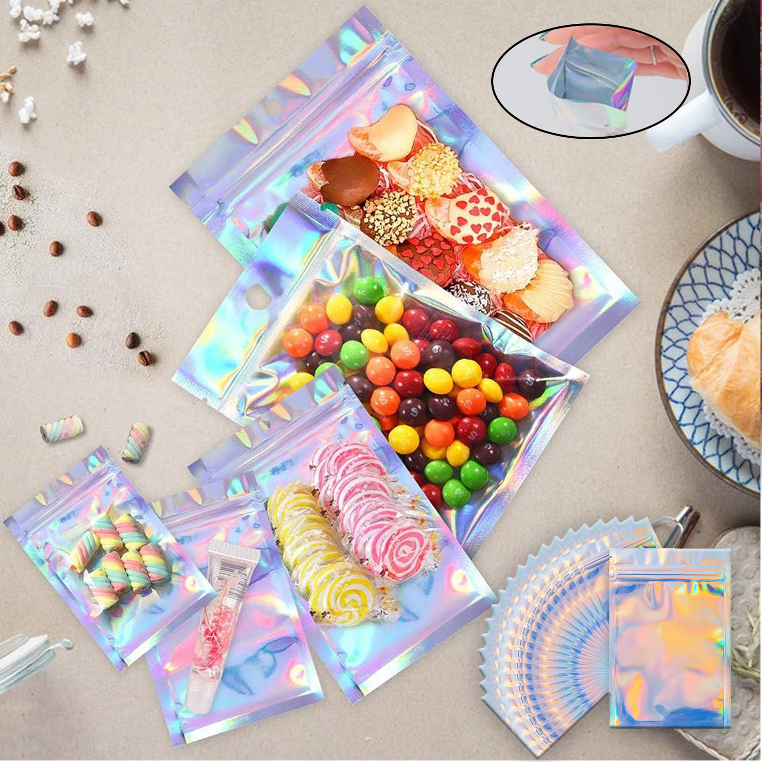 Sacchetti in Mylar arcobaleno  - Food Storage Bags Zip Lock Pouch recensione e prezzo